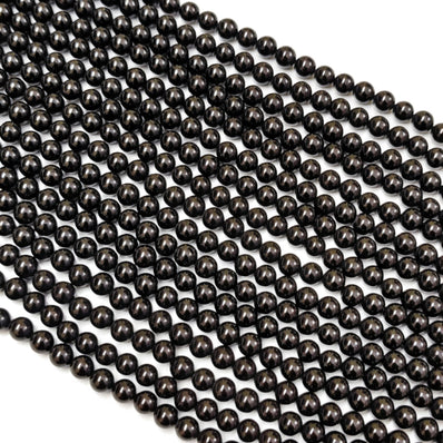 4 lines Pack' 4 mm' Black Round Opaque Glass Beads