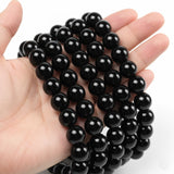 10 mm' Black Round Opaque Glass Beads Sold by per Line' 39-40 Beads
