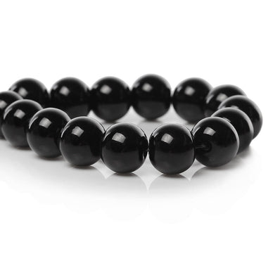 10 mm' Black Round Opaque Glass Beads Sold by per Line' 39-40 Beads