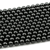 6 MM' 3 LINES PACK OF BLACK SMOOTH GLASS BEADS