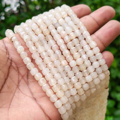 AAA Quality Lemon Quartz Jade Faceted Cube Beads 5.5mm | 58-60 Beads Per String | Natural Gemstone