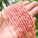 Natural Strawberry Quartz Faceted Cube Beads 5.5 mm – 58-60 Beads Per String | Genuine Gemstone Beads for Jewelry Making