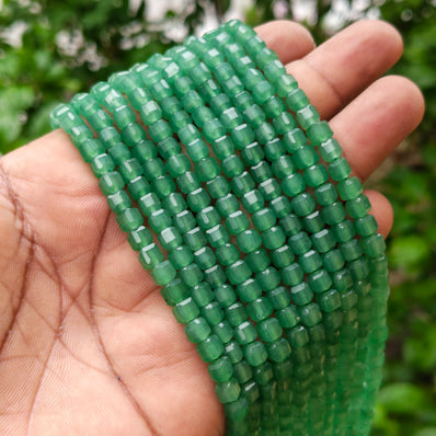 Natural Green Aventurine Faceted Cube Beads 5.5 mm – 58-60 Beads Per String | Genuine Gemstone Beads for Jewelry Making