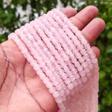 Natural Rose Quartz Faceted Cube Beads 5.5 mm – 58-60 Beads Per String | Genuine Pink Gemstone Beads for Jewelry Making