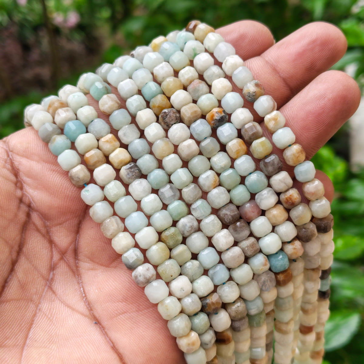 Natural Faceted Amazonite Cube Beads 5.5 mm – 58-60 Beads Per String | Semi Precious Gemstone Jewelry Making Beads