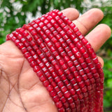 5.5 mm Maroon Red Jade Faceted Cube Beads Strand | 58–60 Beads Per Line | Natural Gemstone Jewelry Making Beads