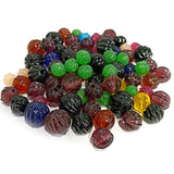 100 Pcs 6mm and 10mm Size Mix Pumpkin courugated glass beads high quality Loose