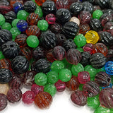 100 Pcs 6mm and 10mm Size Mix Pumpkin courugated glass beads high quality Loose