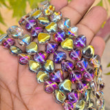 20 PIECES LOOSE PACK' SUPER FINE QUALITY CZECH IMPORTED HEART SHAPE DUAL EFFECT GLASS CRYSTAL BEADS