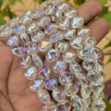 20 PIECES LOOSE PACK' SUPER FINE QUALITY CZECH IMPORTED HEART SHAPE CLEAR DUAL EFFECT GLASS CRYSTAL BEADS