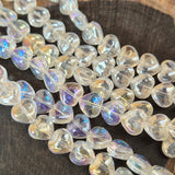 20 PIECES LOOSE PACK' SUPER FINE QUALITY CZECH IMPORTED HEART SHAPE CLEAR DUAL EFFECT GLASS CRYSTAL BEADS