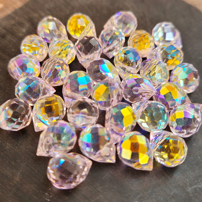 20 PIECES LOOSE PACK' 8x10 MM APPROX' SUPER FINE QUALITY CZECH IMPORTED TEAR DROP BRIOLLETE CUT DUAL EFFECT GLASS CRYSTAL BEADS