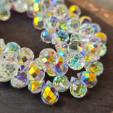 20 PIECES LOOSE PACK' 8x10 MM APPROX' SUPER FINE QUALITY CZECH IMPORTED TEAR DROP BRIOLLETE CUT DUAL EFFECT GLASS CRYSTAL BEADS