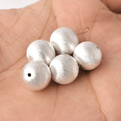 10 PIECES PACK' 12 MM SILVER POLISHED BRUSHED BRASS BEADS