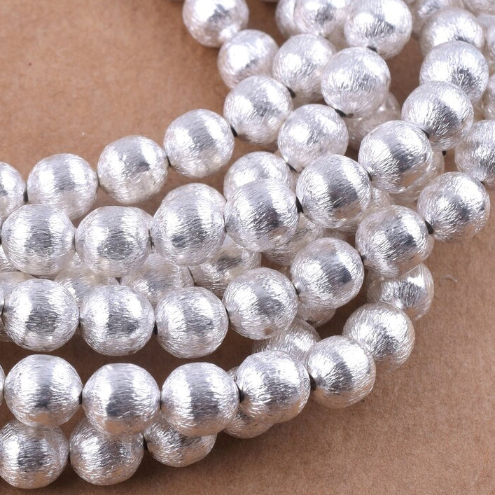 10 PIECES PACK' 10 MM SILVER POLISHED BRUSHED BRASS BEADS