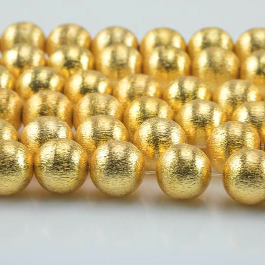 10 PCS PACK MM' GOLD PLATED BRUSHED ROUND BEADS BEST QUALITY
