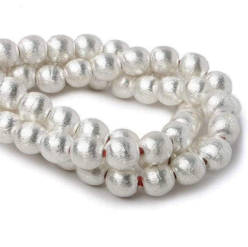 10 PCS PACK 8 MM' SILVER PLATED BRUSHED ROUND BEADS BEST QUALITY