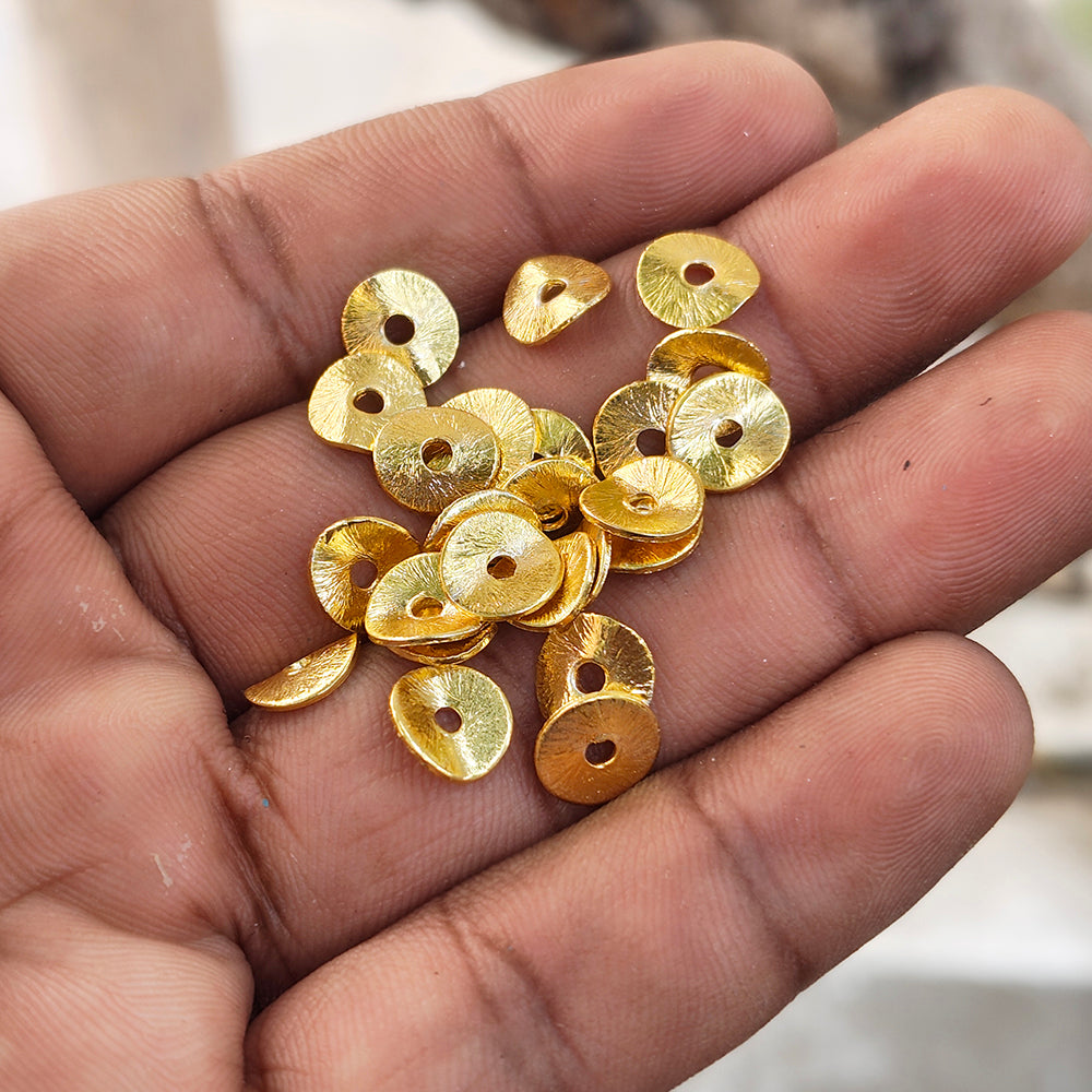 50 PIECES PACK' 10 MM APPROX SIZE' SUPER QUALITY BRASS BRUSHED BEADS