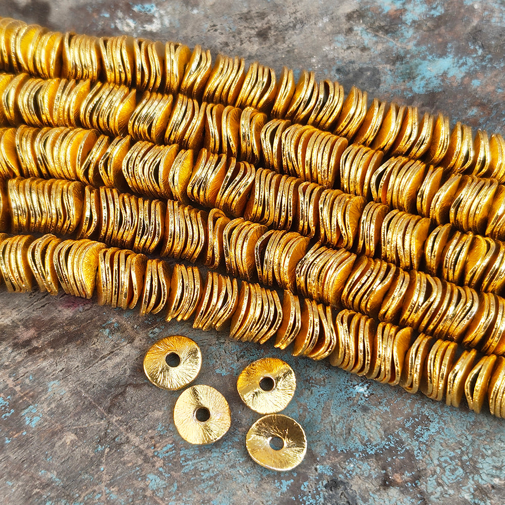 50 PIECES PACK' 8 MM APPROX SIZE' SUPER QUALITY BRASS BRUSHED BEADS