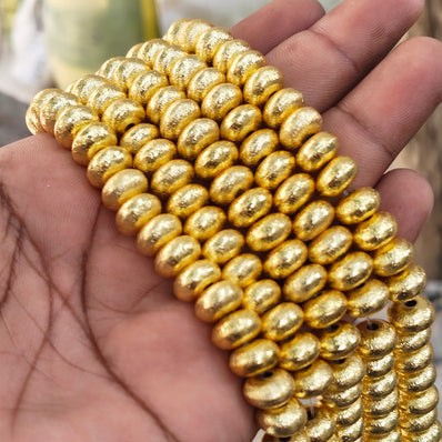 10 PIECES PACK' 10x6 MM APPROX SIZE' SUPER QUALITY BRASS BRUSHED BEADS