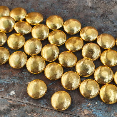 2 PIECES PACK' 17 MM APPROX SIZE' SUPER QUALITY BRASS BRUSHED BEADS