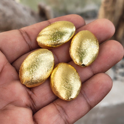 2 PIECES PACK' 26x18 MM APPROX SIZE' SUPER QUALITY BRASS BRUSHED BEADS