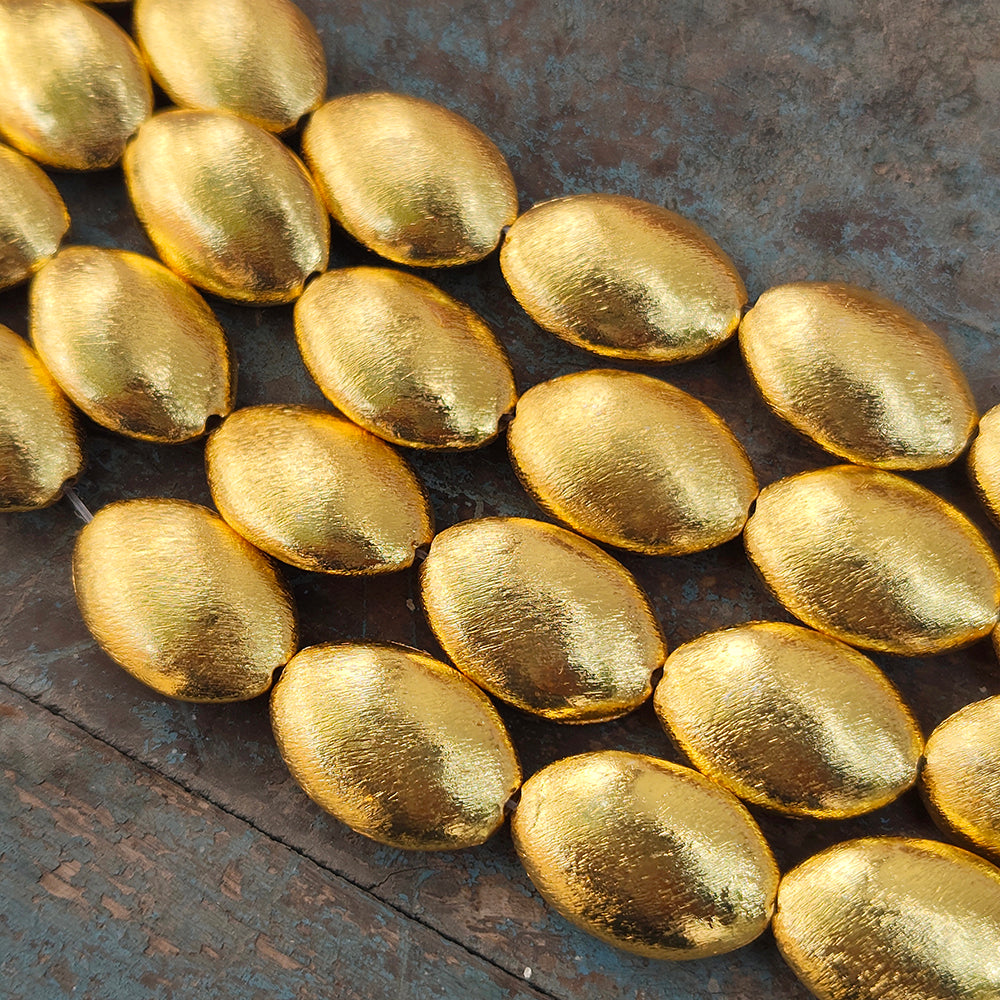 2 PIECES PACK' 26x18 MM APPROX SIZE' SUPER QUALITY BRASS BRUSHED BEADS