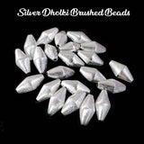 10 PIECES PACK' 20x10 MM APPROX' SILVER BRUSHED DHOLKI BRASS BEADS