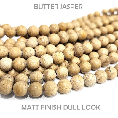 BUTTER JASPER' 8 MM OLD LOOK DULL MATT FINISH' 46-47 BEADS SOLD BY PER LINE PACK