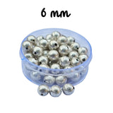 25 PCS PACK 6 MM' SILVER PLATED BRUSHED ROUND BEADS BEST QUALITY