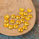 100 PIECES PACK' 8 MM APPROX LITE WEIGHT GOLD CAPS FOR DIY JEWELLERY MAKING