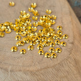 100 PIECES PACK' 4 MM APPROX LITE WEIGHT GOLD CAPS FOR DIY JEWELLERY MAKING