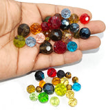 50 GRAMS PACK' MIX PACK OF ROUND FACETED FANCY GLASS CRYSTAL BEADS
