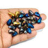 50 GRAMS PACK' MIX PACK OF DROP METALLIC FACETED FANCY GLASS CRYSTAL BEADS