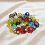 50 GRAMS PACK' MIX PACK OF ROUND FACETED FANCY GLASS CRYSTAL BEADS