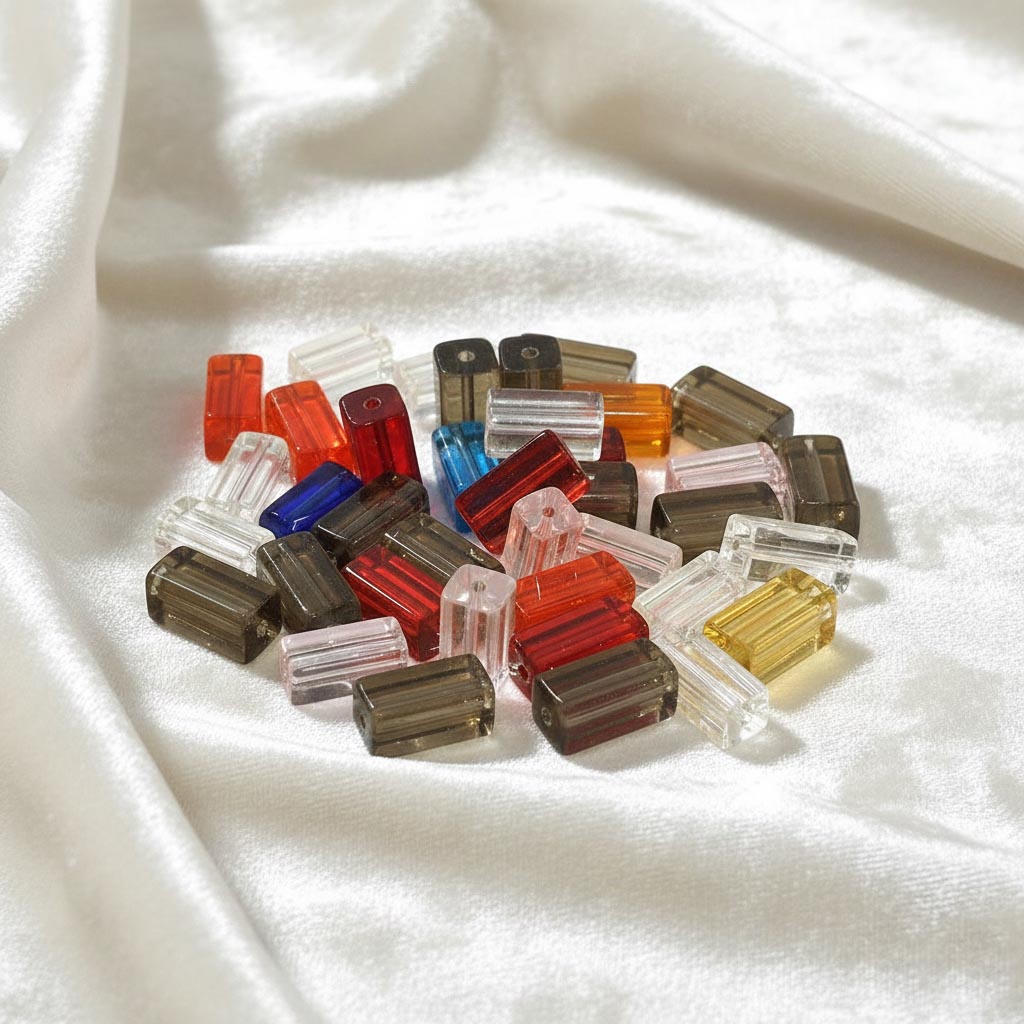 50 GRAMS PACK' MIX PACK OF RECTANGE CUBE FANCY GLASS CRYSTAL BEADS