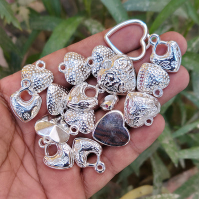50 PIECES MIX PACK OF ASSORTED HEART CHARMS