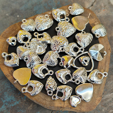 50 PIECES MIX PACK OF ASSORTED HEART CHARMS