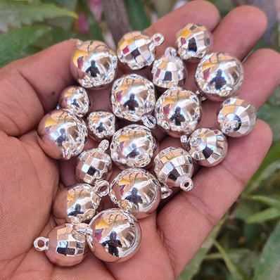 30 PIECES MIX ASSORTED PACK OF ROUND DISCO AND SMOOTH  BALL CHARMS