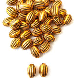 Acrylic Golden Oxidized CCB Metallic Oval Beads 10x14mm | 50 Grams Pack (Approx. 74 Beads)