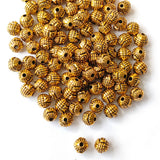 Acrylic Golden Oxidized CCB Metallic Round Beads 8mm | 50 Grams Pack (Approx. 200 Beads)