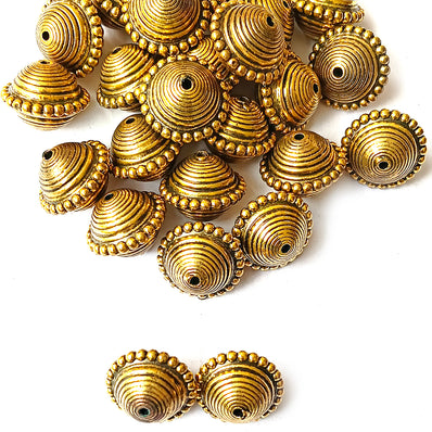 Acrylic Golden Oxidized CCB Metallic Dome Beads 13x16mm | 50 Grams Pack (Approx. 34 Beads)