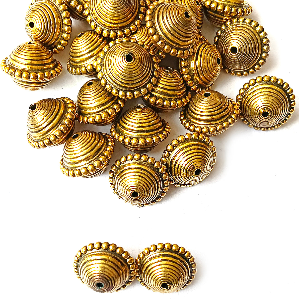 Acrylic Golden Oxidized CCB Metallic Dome Beads 13x16mm | 50 Grams Pack (Approx. 34 Beads)