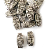 Silver Oxidized CCB Acrylic Metallic Designer Tube Beads 6x24mm | 50 Grams Pack (Approx. 19 Beads)