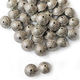 Silver Oxidized CCB Acrylic Metallic Dome Beads 10x14mm | 50 Grams Pack (Approx. 54 Beads)