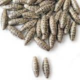Silver Oxidized CCB Acrylic Metallic Designer Barrel Beads 8x23mm | 50 Grams Pack (Approx. 57 Beads)