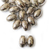 Silver Oxidized CCB Acrylic Metallic Oval Designer Beads 12x19mm | 50 Grams Pack (Approx. 29 Beads)
