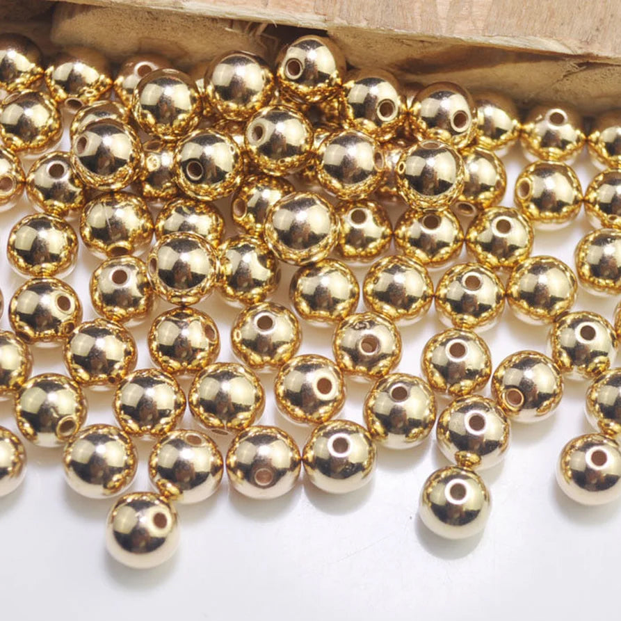 50 Gram Pack 8 mm Round Golden acrylic CCB round spacer ball beads