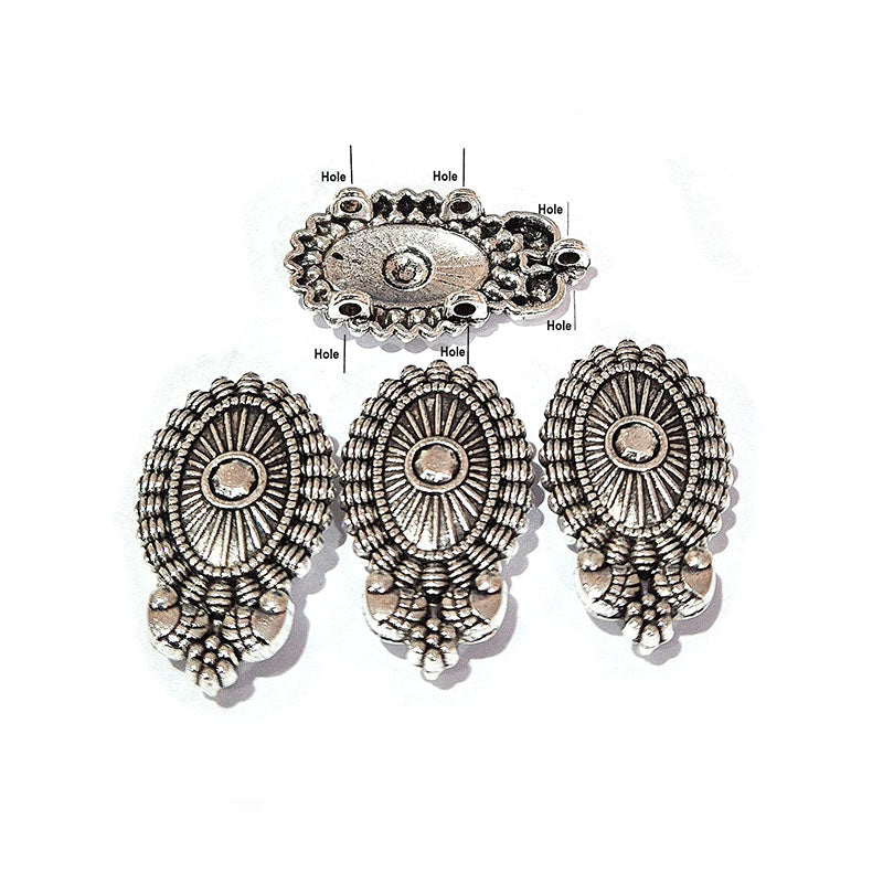 10pcs, Silver Oxidized Plated Fine Metal craft Connector Jewelry making Findings 5 hole 15x27mm