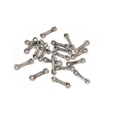 100pcs, Silver Oxidized Plated Fine Metal craft Connector Jewelry making Findings Double Loop Stick 2x10mm